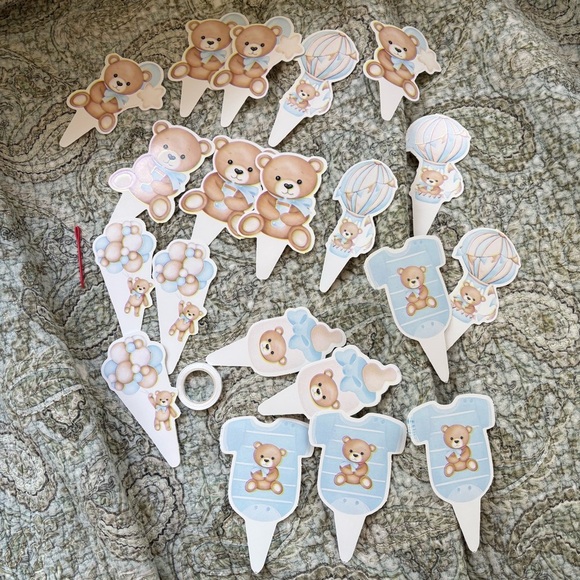 Never Used We Can Bearly Wait Baby Shower Teddy Bear Decorations Boy - Picture 2 of 5